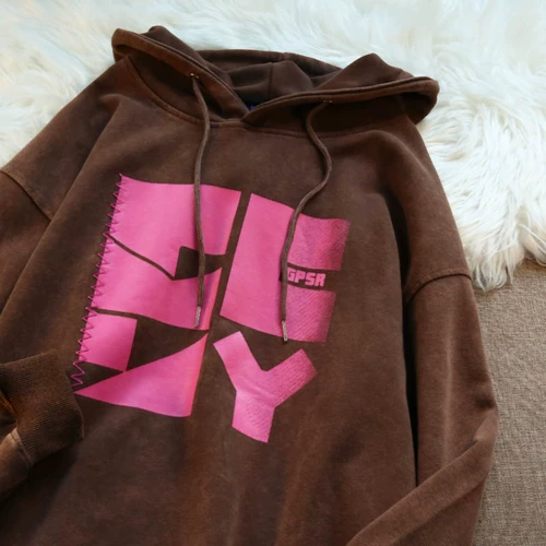 Ретро толстовка с капюшоном, термобелье для влюбленных, балахон, в американском стиле, оверсайз