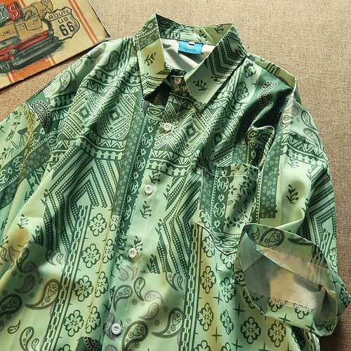 Ретро трендовая дизайнерская рубашка для влюбленных, свободный крой, тренд сезона