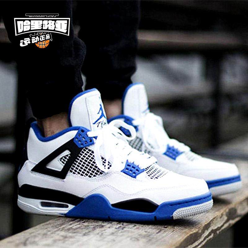 哈里路亚 air jordan   aj4 白蓝摩托 黑蓝赛车 308497-117 006