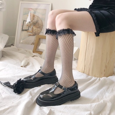 taobao agent Orangutan ● Summer lace lace net socks Diablo girl calf socks stretching and shorter two wearing mid -tube socks