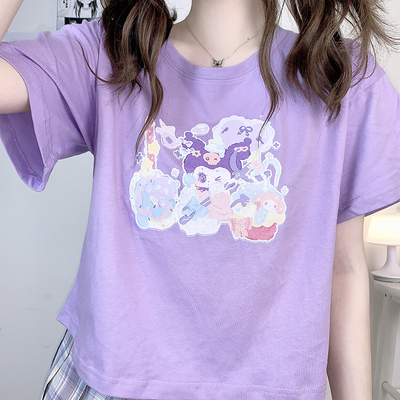 taobao agent Orangutan ● Original self -made short Tkolmy's afternoon tea pure cotton jk girl wide round collar short sleeve