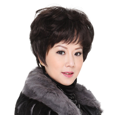 中老年假发真发女短发中年女士假发妈妈短卷发老人假发套新款   