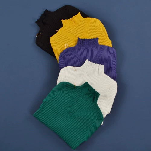 Демисезонный детский шерстяной трикотажный эластичный свитер, облегающий крой