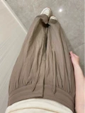 Японские штаны, из хлопка и льна, свободный прямой крой