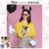 NĂM PLUS của phụ nữ váy mùa hè Disney Mickey chung tay ngắn áo phông của phụ nữ hoa văn lỏng lẻo trên cùng - Áo phông