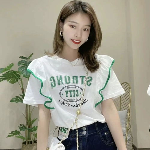 Летняя дизайнерская футболка с коротким рукавом, тренд сезона, в западном стиле