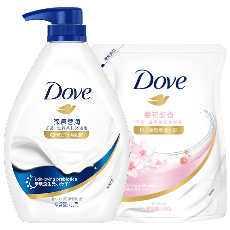 Dove 多芬 深层营润沐浴露 730g+400g 新低22.9元包邮（39.9-17卷，需领券）