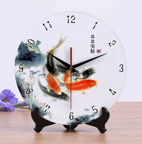Бесплатная доставка часы гостиные новые часы китайского стиля с часами двойные атмосферные керамические часы тихий стол