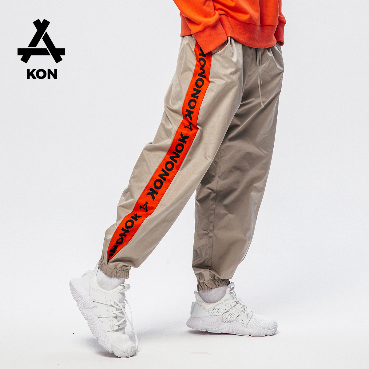 KON2018秋季新款青年男士运动裤个性潮流束脚裤子男宽松休闲长裤