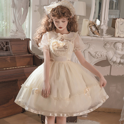 taobao agent Genuine lace short sleeve dress, Lolita style, with embroidery, Lolita OP