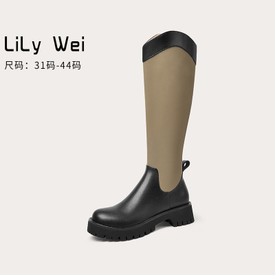 taobao agent Lily wei explosion Martin boots female thick sole with velvet boots but knee large size boots 41 43 feet small