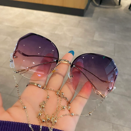 Солнцезащитные очки, светлая прозрачная цепочка, в корейском стиле, защита от ультрафиолета, популярно в интернете