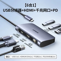 【6 -IN -1】 USB3.0x3+HDMI+Gigabit Network Port+PD