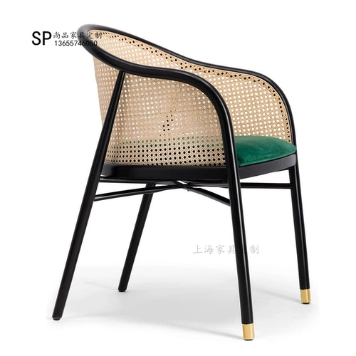 Новый китайский стиль сплошной древесины стул Rattan Simple Hotel Cafe Cafe Designer Designer Office Curanges Spot Chorchair
