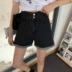 Thu / Đông 2021 hương vị retro cổ điển mới của Hồng Kông túi sexy hông cao cạp cao mỏng cạnh thô quần short denim quần nóng quần phụ nữ - Quần jean Quần jean