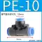 Đầu nối nhanh khí nén Botong PU xuyên thẳng PG đường kính thay đổi PE ba ống thông gió phích cắm nhanh 4 6 8 10 12 14mm đầu nối ống khí nén co nối khí nén Đầu nối khí nén