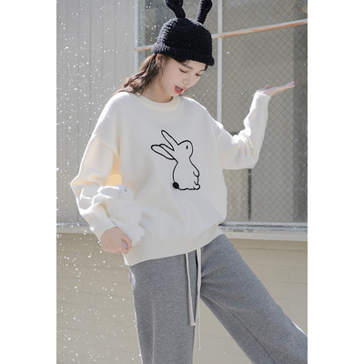 taobao agent White rabbit, demi-season sweater, fresh knitted top, 2023 collection, new collection, suitable for teen