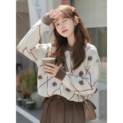 taobao agent Demi-season Japanese sweater, soft knitted top, western style, 2023 collection, suitable for teen