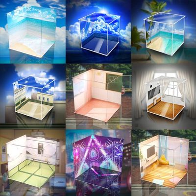 taobao agent 【Move】Scenery clay Starry Sky Ocean Beach Classroom Scene scene Acklie display box