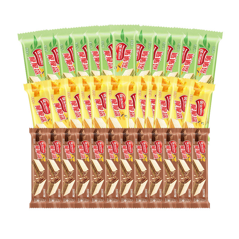 雀巢脆脆鲨散装混合口味巧克力威化饼干36条休闲零食独立包装