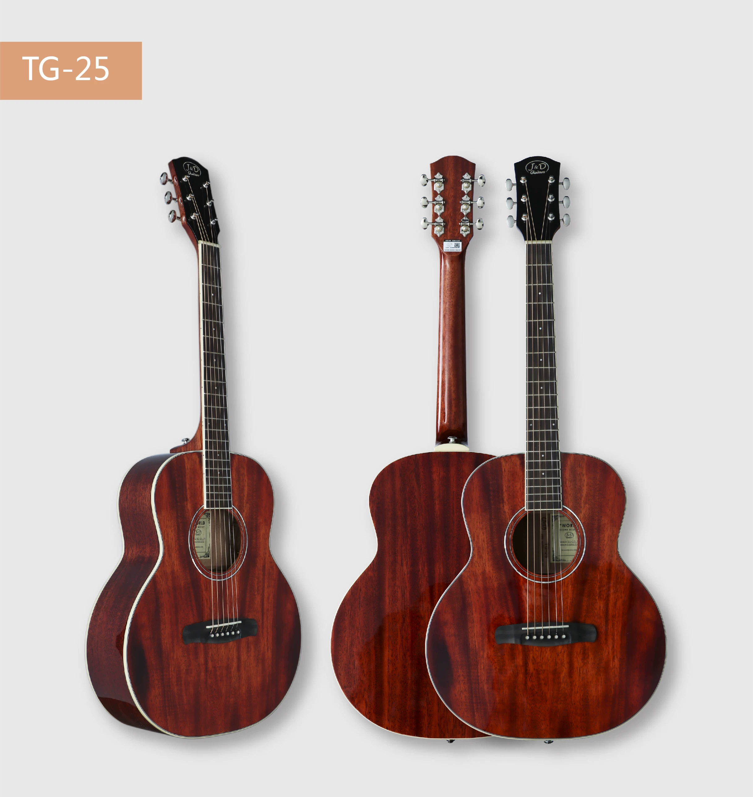 吉他 面单 36寸 旅行J&D Guitars 民谣吉他 初学者 桃花心木 单板