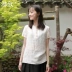 Váy cotton mùa hè mới của phụ nữ cổ điển Trung Quốc áo sơ mi jacquard ngắn đầu lỏng tay ngắn tay áo sơ mi màu hồng nữ M9655 - Áo sơ mi Áo sơ mi