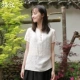 Váy cotton mùa hè mới của phụ nữ cổ điển Trung Quốc áo sơ mi jacquard ngắn đầu lỏng tay ngắn tay áo sơ mi màu hồng nữ M9655 - Áo sơ mi