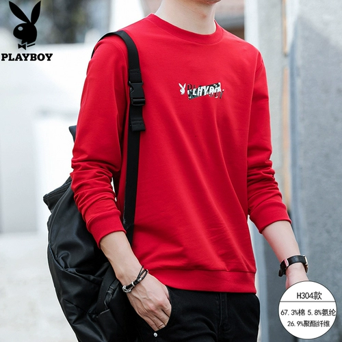 Playboy, толстовка, флисовый демисезонный лонгслив для отдыха, футболка, 2022, в корейском стиле