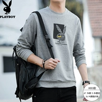 03-H303 (блок-головка кролика) Футболка с длинными рукавами серая