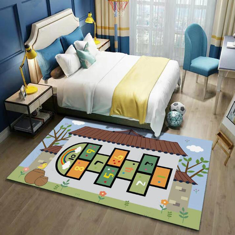 Children's cartoon hopscotch carpet bedroom full bed bedside blanket kindergarten early