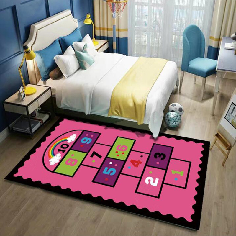 Children's cartoon hopscotch carpet bedroom full bed bedside blanket kindergarten early