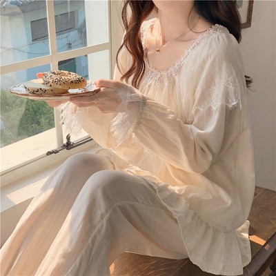 taobao agent Japanese lace cotton autumn pijama for princess, uniform
