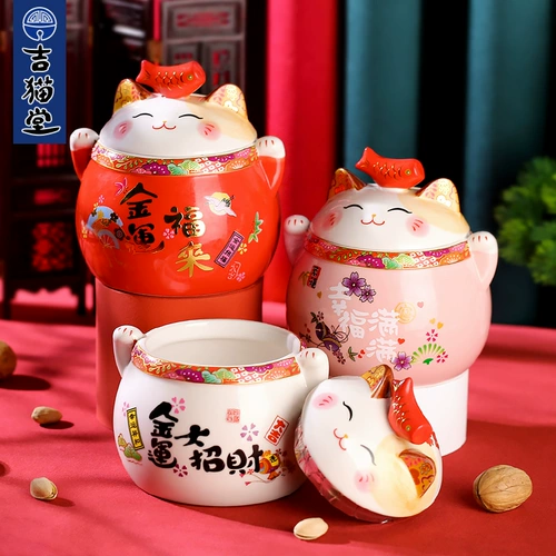 Fortune Cat Ceramic Tiber Tiber Pu'er Paptive Tea Gearning Тибетская высокая высокая высокая высокая высокая высокая высокая высокая высокая большая большой большой танк -хранение небо небу