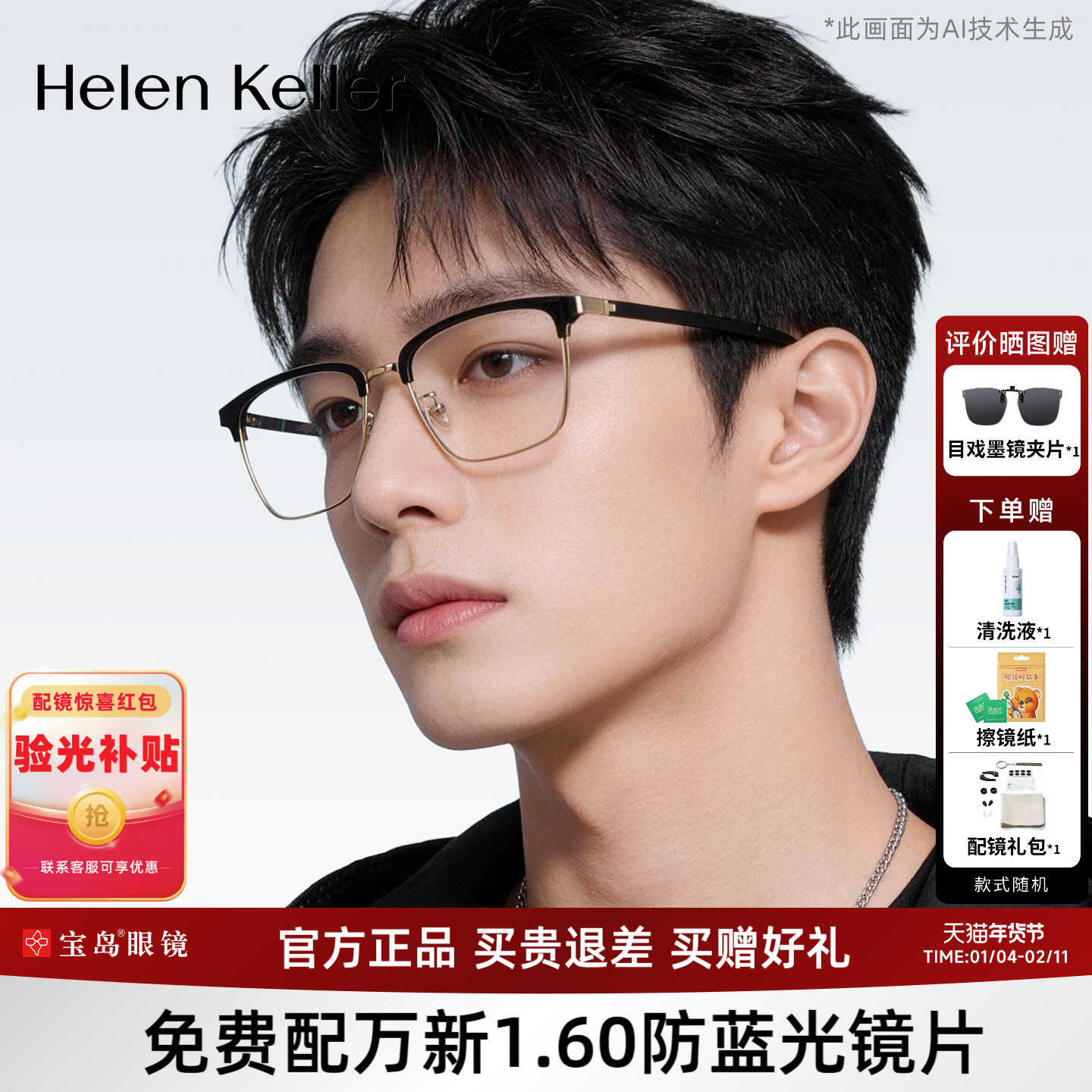 海伦凯勒近视眼镜框男经典商务休闲眉框光学镜架女可配度数H26129,ZIPPO/瑞士军刀/眼镜,淘宝优惠券,粉丝福利购,淘宝优惠卷