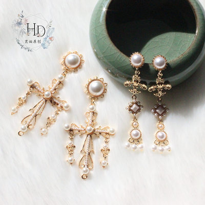taobao agent Crystal, accessory, retro metal earrings, Lolita style