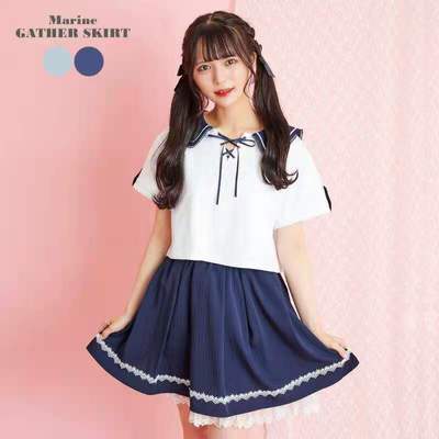 taobao agent Summer Japanese school skirt, uniform, navy set, jacket, season 2021, with short sleeve
