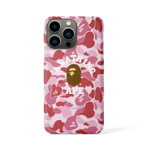 A Bathing Ape Trendy Fashionable Pink Red Camouflage Ape Head Logo Phone Case for iPhone 17, 16, 15, 14, 13 and 12