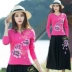 2020 phụ nữ mới phong cách dân tộc thêu thiết kế cổ tròn tất cả các kết hợp áo thun cotton thêu phong cách Trung Quốc cộng với kích thước hàng đầu - Áo phông Áo phông