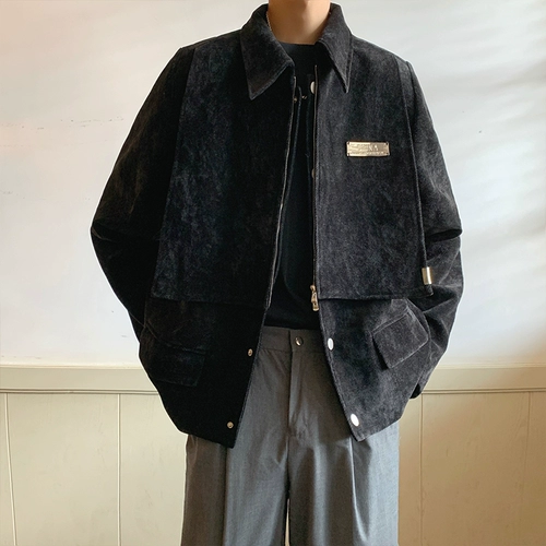 Вельветовая короткая мужская куртка, комплект, изысканный стиль, в американском стиле