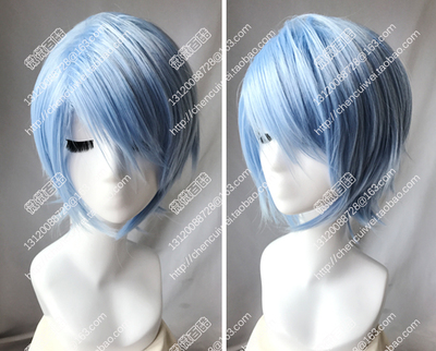 taobao agent Cosplay wig Full -time master animation Wang does not leave the line of sky blue ice and blue face fluffy short hair wig