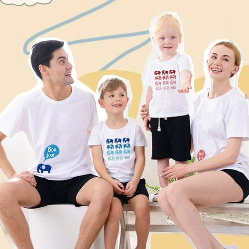 Летняя одежда, футболка с коротким рукавом, семейный стиль, в западном стиле, коллекция 2022