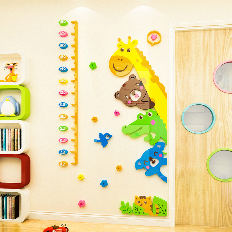 C1501 Right Side3d three-dimensional Wall stickers baby Cartoon Big tree measure Height ruler children room kindergarten Wall decoration