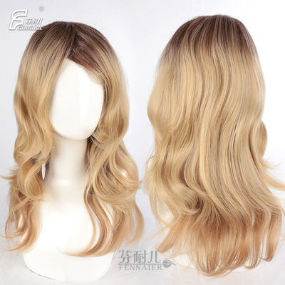 taobao agent Fenner's bankruptcy sister, female Thor, mixed lust -color micro -rolling, long lady oblique bangs top wigs