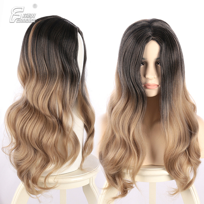 taobao agent Fenneer European and American style black mixed linen long curly curly ladies high -temperature silk cos whole wig