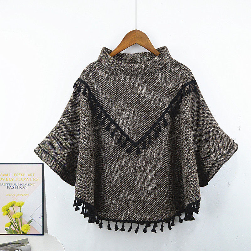 秋冬女装蝙蝠衫短外套宽松套头百搭披肩流苏七分袖加绒上衣斗篷,女装/女士精品,淘宝优惠券,粉丝福利购,淘宝优惠卷