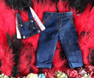 taobao agent 【Oops BJD full of hundreds of free shipping】BJD doll uses strap belt denim trousers long pants doll 6 points