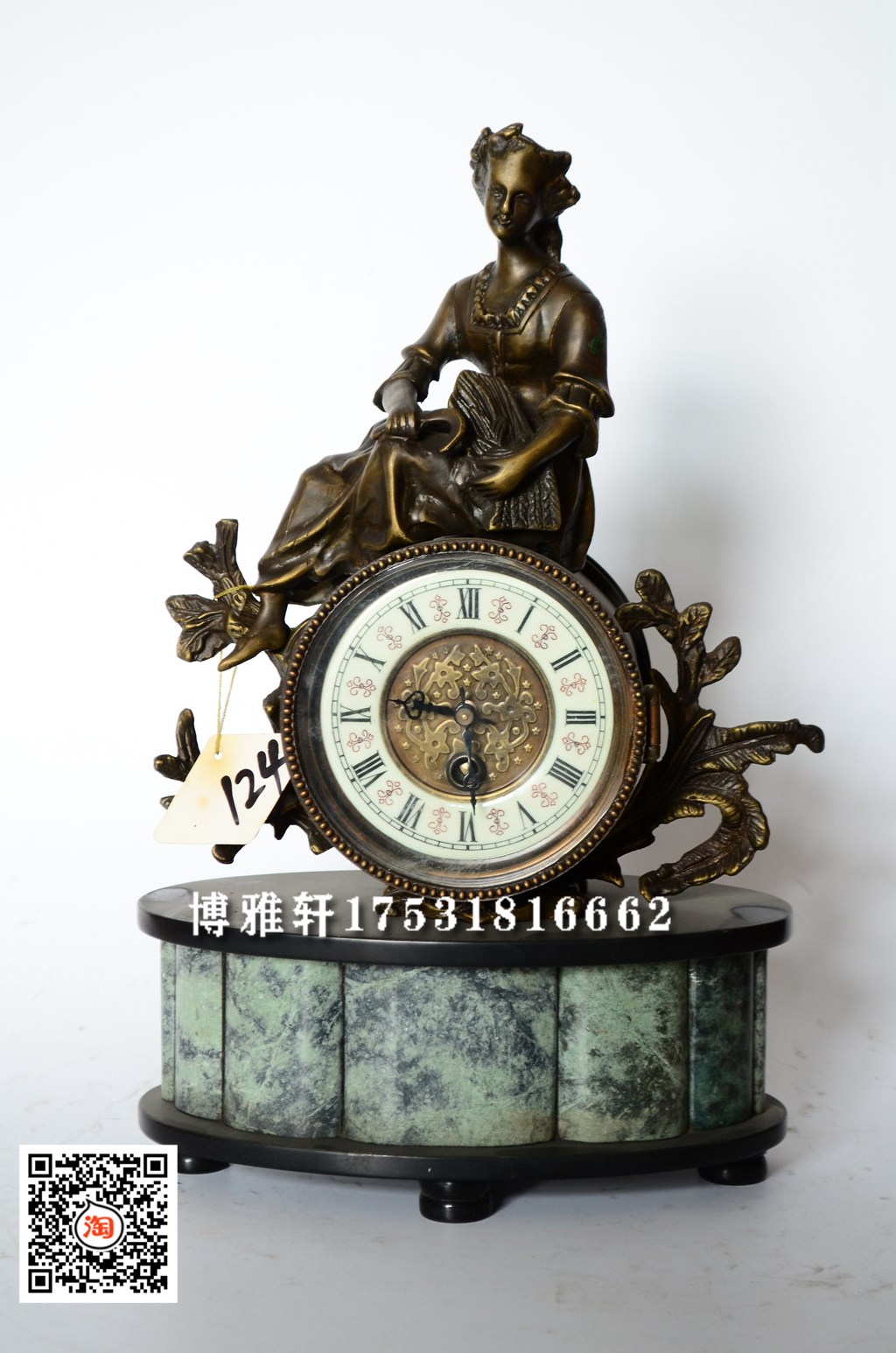 古钟机械铸铜雕塑机械座钟仿古董西洋古玩座钟收藏样板间壁炉会所 Изображение 1