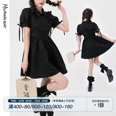 taobao agent Small princess costume, summer dress, black cheongsam, Chinese style, 2023 collection