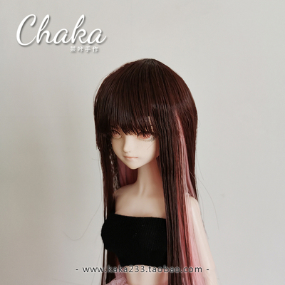 taobao agent -Chaka-Strawberry Black Hanging Ear Dyeing Rigami Brown+Pink BJD/OB/AZ/Kerr/Barbie