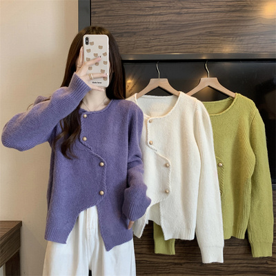 taobao agent Knitted demi-season cardigan, advanced jacket, short top, plus size, Chanel style, high-quality style, western style, fitted